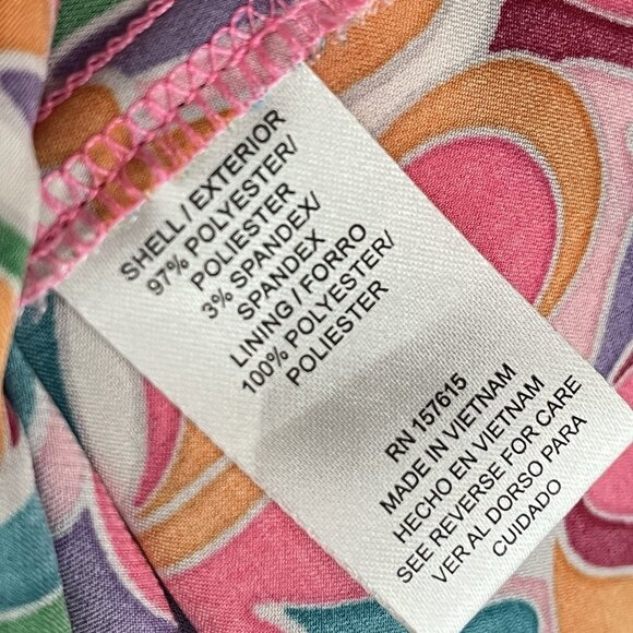 Nicole Miller Pink Print Maxi Dress Tropical Resort Sz Large - Picture 6 of 6